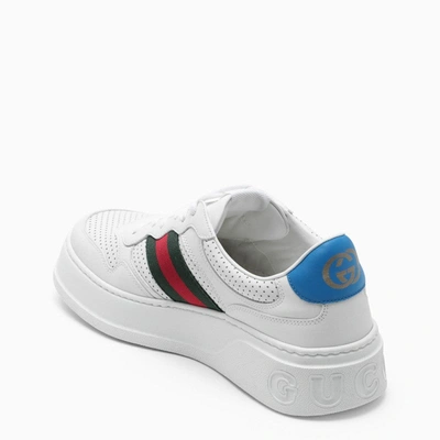 Shop Gucci White Low Sneakers With Web Tape Men In Brown