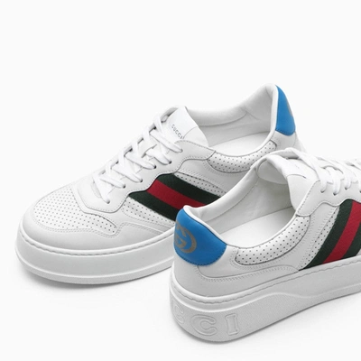 Shop Gucci White Low Sneakers With Web Tape Men In Brown