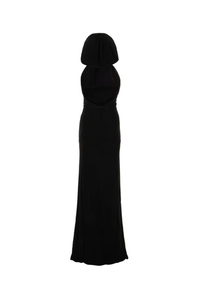 Shop Saint Laurent Woman Black Crepe Long Dress