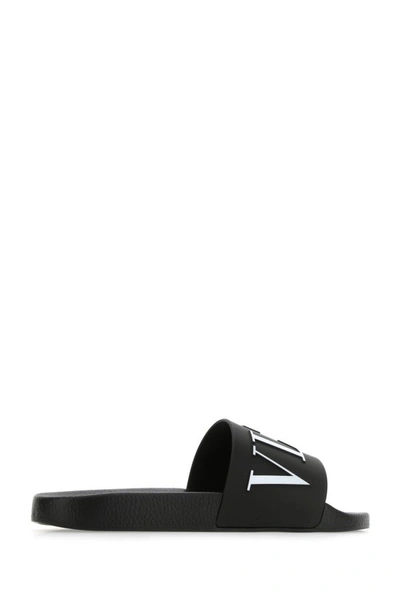 Shop Valentino Garavani Man Black Rubber Slippers