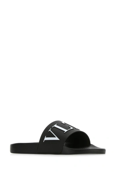 Shop Valentino Garavani Man Black Rubber Slippers