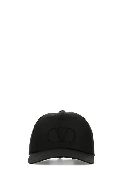 Shop Valentino Garavani Man Black Silk Baseball Cap