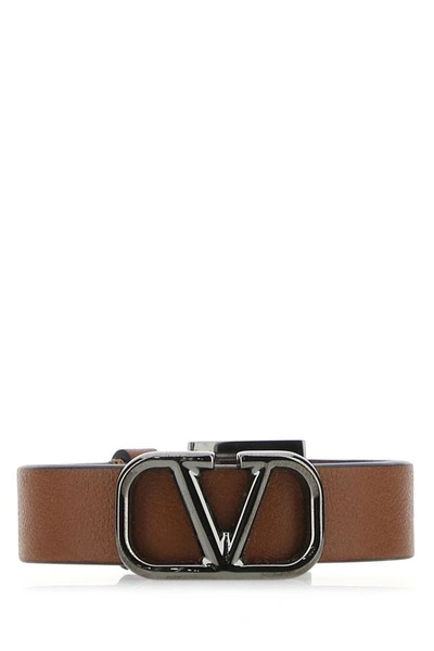 Shop Valentino Garavani Man Brown Leather Vlogo Bracelet