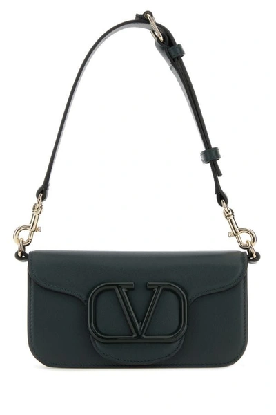 Shop Valentino Garavani Man Dark Green Leather Mini Locã² Shoulder Bag