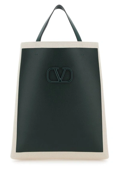 Shop Valentino Garavani Man Two-tone Canvas Vlogo Signature Shopping Bag In Multicolor