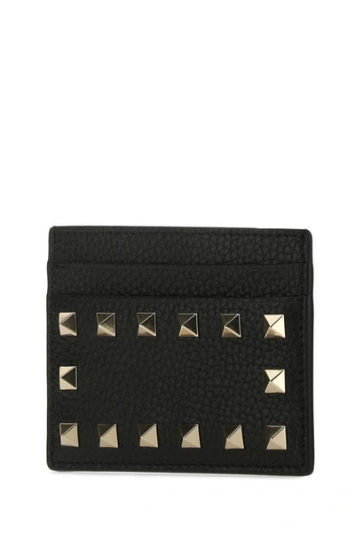 Shop Valentino Garavani Woman Black Leather Rockstud Card Holder