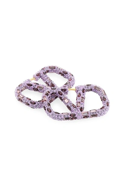 Shop Valentino Garavani Woman Lilac Rhinestones Vlogo Signature Earrings In Purple