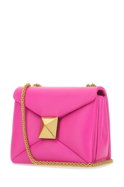Shop Valentino Garavani Woman Pink Pp Leather One Stud Shoulder Bag