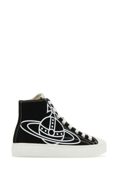 Shop Vivienne Westwood Woman Black Canvas Plimsoll Sneakers