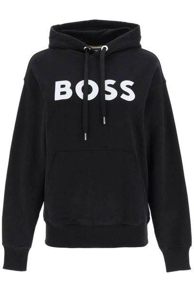 Shop Hugo Boss Boss Logo Printed Cotton Hoodie