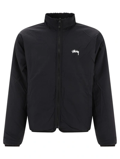 Shop Stussy Stüssy Reversible Sherpa Jacket In Black
