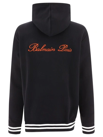 Shop Balmain "signature Western" Hoodie In Black