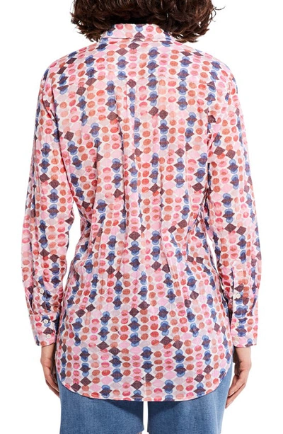 Nic + Zoe Petite Geo Dots Printed Boyfriend Shirt In Pink Multi
