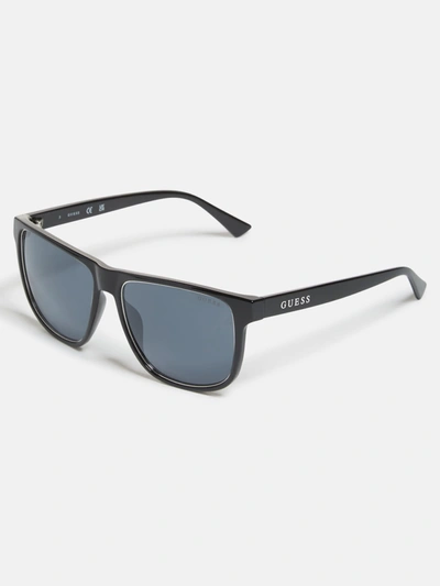 Shop Guess Factory Plastic Square Sunglasses In Blue