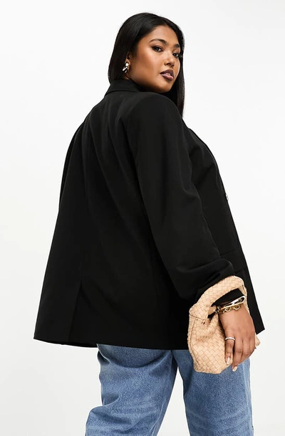Shop Asos Design Curve Double Breasted Blazer In Black
