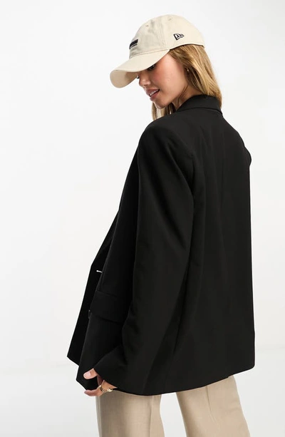 Shop Asos Design Double Breasted Blazer In Black