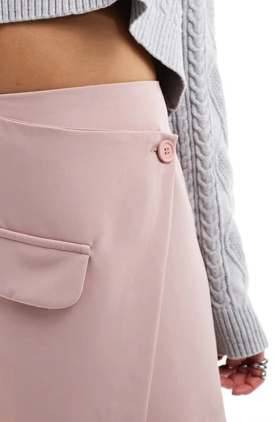 Shop Asos Design Utility Wrap Miniskirt In Pink