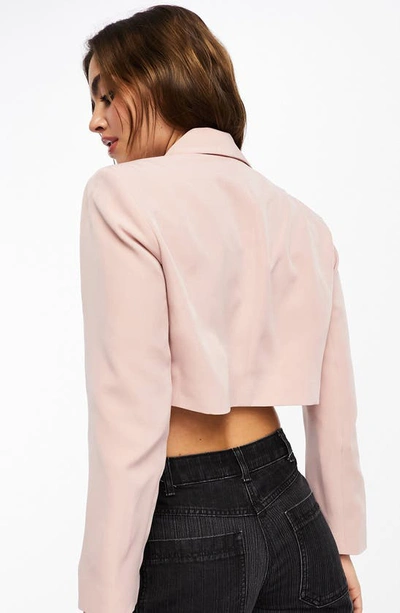 Shop Asos Design Crop Blazer In Pink