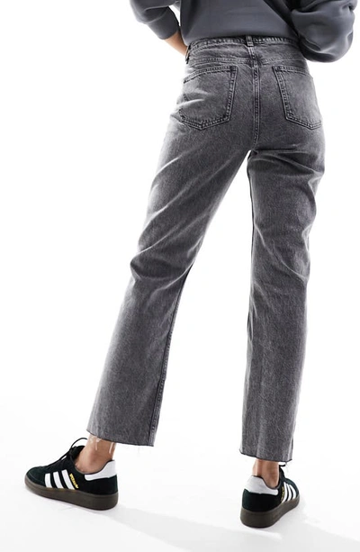 Shop Asos Design '90s High Waist Crop Straight Leg Jeans In Light Grey