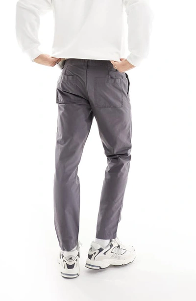 Shop Asos Design Ripstop Straight Leg Pants In Charcoal