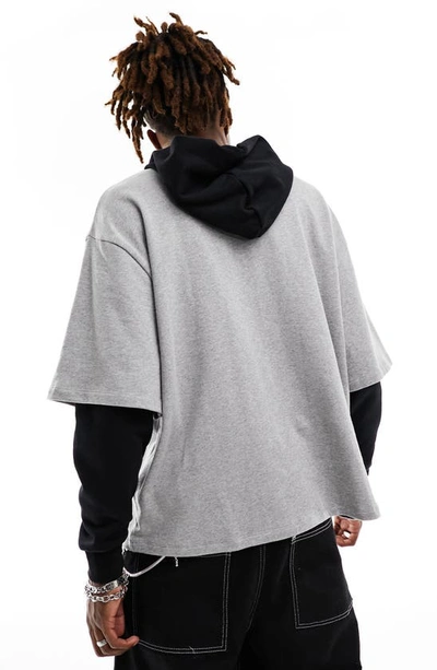 Shop Asos Design Oversize Double Layer Hoodie In Light Grey