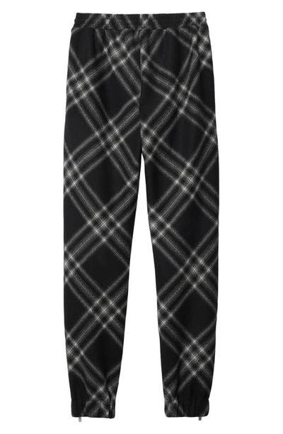 Shop Burberry Relaxed Fit Check Zip Hem Wool Pants In Monochrome Ip Check