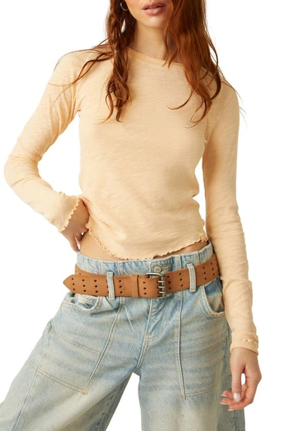 Shop Free People Be My Baby Long Sleeve Knit Top In White Peach