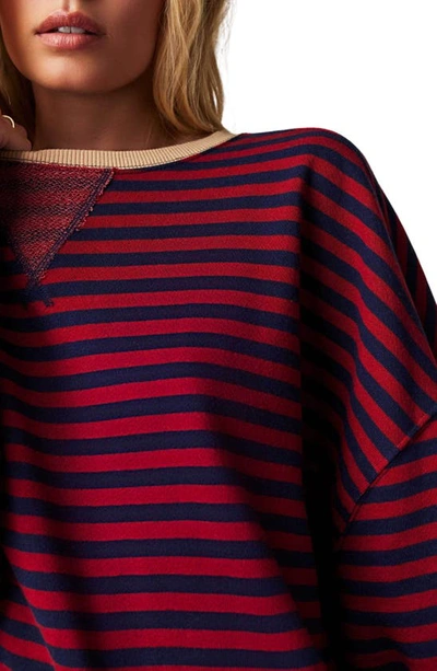 Shop Free People Oversize Stripe Sweatshirt In Nautical Combo