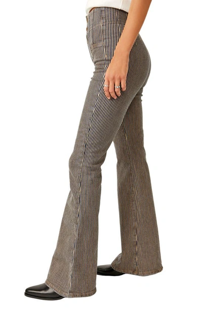 Free People Jayde Railroad High Waist Flare Jeans In Train Carstripe