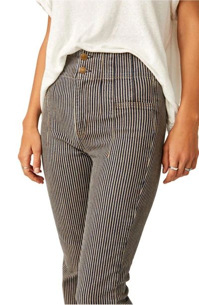 Free People Jayde Railroad High Waist Flare Jeans In Train Carstripe