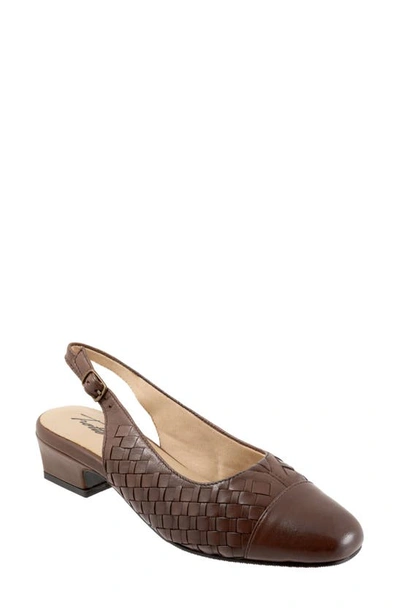 Shop Trotters Dea Woven Slingback Pump In Dark Brown