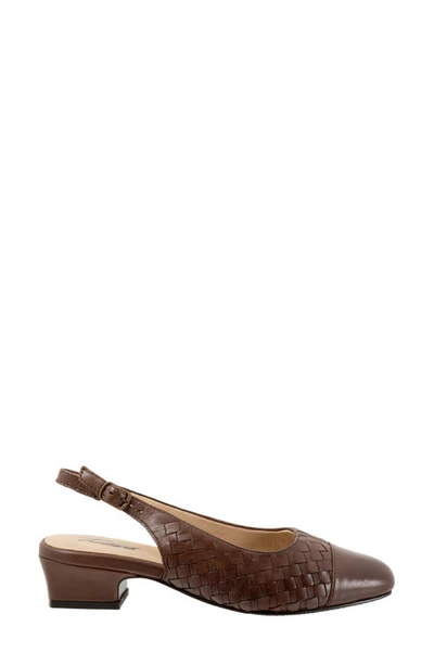 Shop Trotters Dea Woven Slingback Pump In Dark Brown