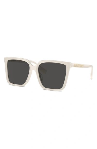 Shop Burberry 57mm Square Sunglasses In Milky Ivory