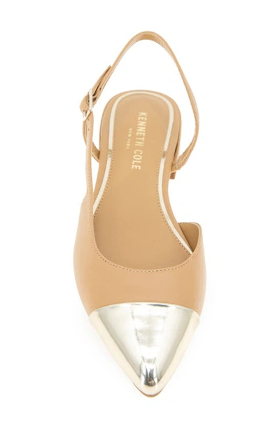 Shop Kenneth Cole New York Cayla Slingback Half D'orsay Pointed Cap Toe Pump In Doe Leather
