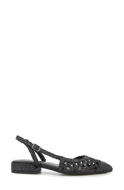 Shop Kenneth Cole New York Cayla Slingback Half D'orsay Pointed Cap Toe Pump In Black Woven