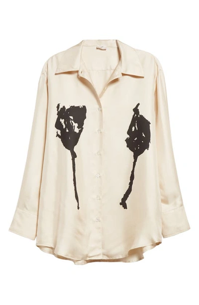 Shop Bite Studios Floral Organic Silk Button-up Shirt In Cream