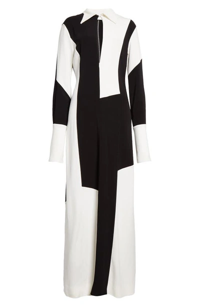 Shop Bite Studios Colorblock Long Sleeve Maxi Dress In Black White