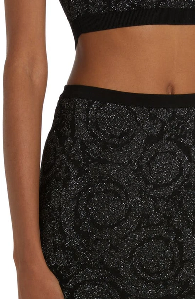 Shop Versace Barocco Metallic Jacquard Knit Skirt In Black