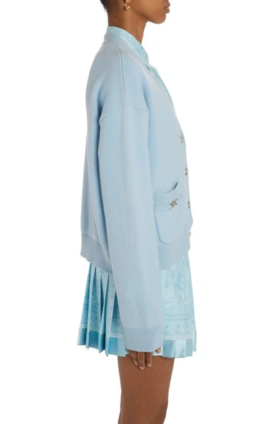 Shop Versace Medusa Cashmere V-neck Cardigan In Pale Blue