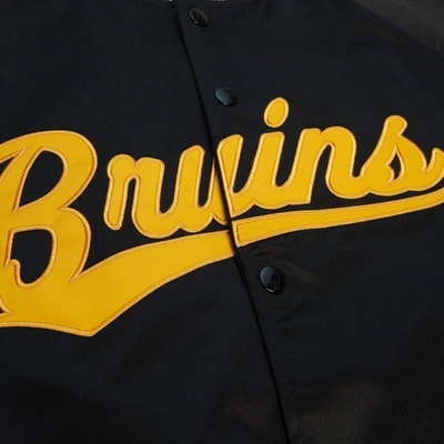 Shop Mitchell & Ness Black Boston Bruins 100th Anniversary Satin Raglan Full-snap Jacket