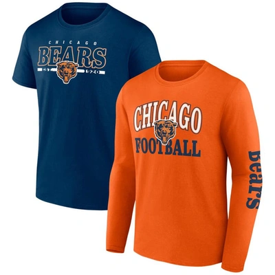Shop Fanatics Branded Orange/navy Chicago Bears Throwback T-shirt Combo Set
