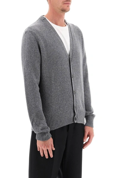Shop Ami Alexandre Mattiussi Ami Paris Melange Cashmere Cardigan In Grey