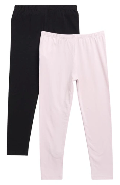 Shop Splendid Kids' 2-pack Leggings In Light Pink / Black