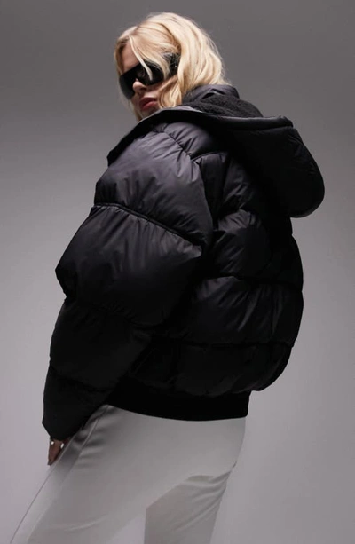 Shop Topshop Sno Hooded Nylon Ski Jacket In Black