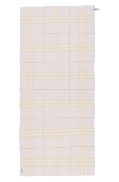 Shop Burberry Check Wool Scarf In Cameo