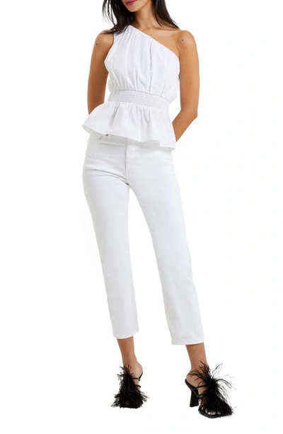 Shop French Connection Alania One-shoulder Blouse In Linen White