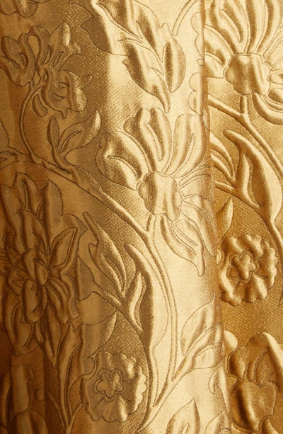 Shop Emilia Wickstead Alivia Metallic Floral Jacquard Strapless Ballgown In Gold Lurex