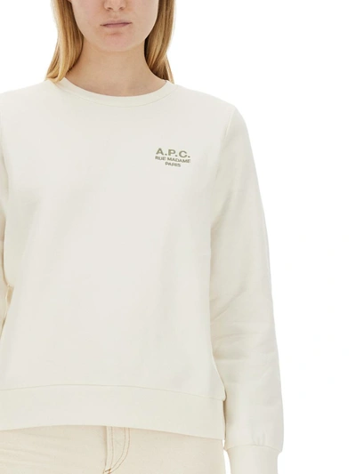 Shop Apc A.p.c. Sweatshirt With Logo In Beige
