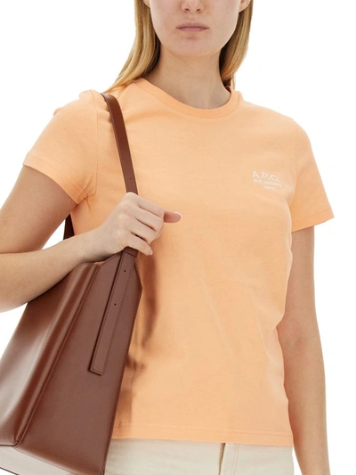 Shop Apc A.p.c. T-shirt With Logo In Orange