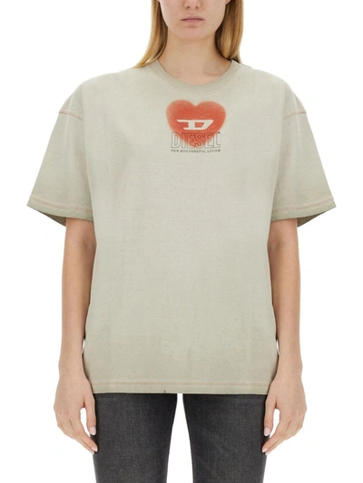 Shop Diesel T-shirt "t-buxt-n4" In Beige